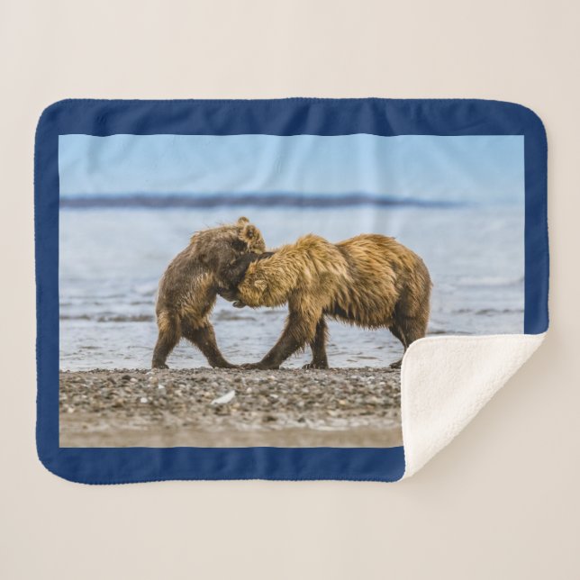 Coastal brown bears sherpa blanket (Front (Horizontal))