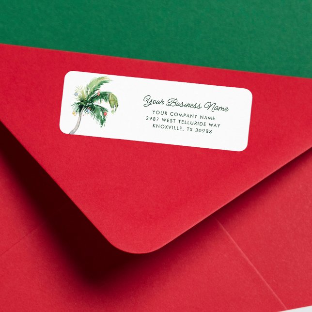 Coastal Business Noël Adresse de retour (Palm Tree Business Christmas Return Address Label)