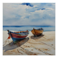 "Coastal Calm" A Restful Watercolour Boat Seascape