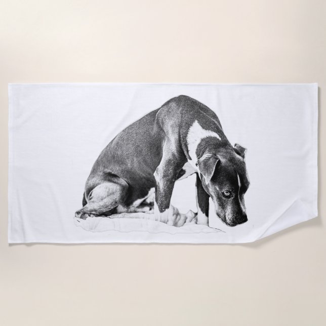 Coastal Calm – B&W Rest Beach Towel (Front)