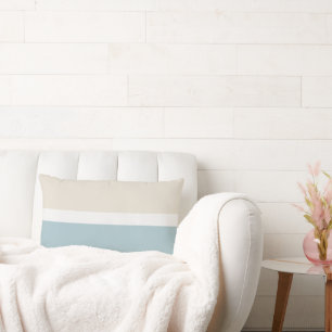 Coastal Calm Blue & White Modern Colour Block Lumbar Pillow
