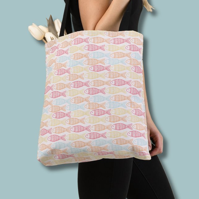 Coastal catch fish pattern tote bag (Coastal catch fish pattern tote bag)