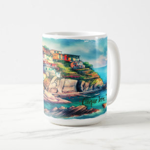 Coastal Charm Cinque Terre Italy Watercolor   Coffee Mug