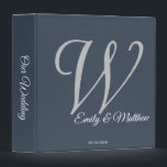 Coastal Charm⎢ Elegant Wedding Binder<br><div class="desc">Simple and elegant wedding binder in navy blue and silver with custom monogram,  names and date at the front in elegant script font with scrip "our wedding" in elegant font on the spine. Customize with your own monograms and date.</div>
