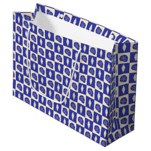 Coastal Check Pattern Navy Large Gift Bag