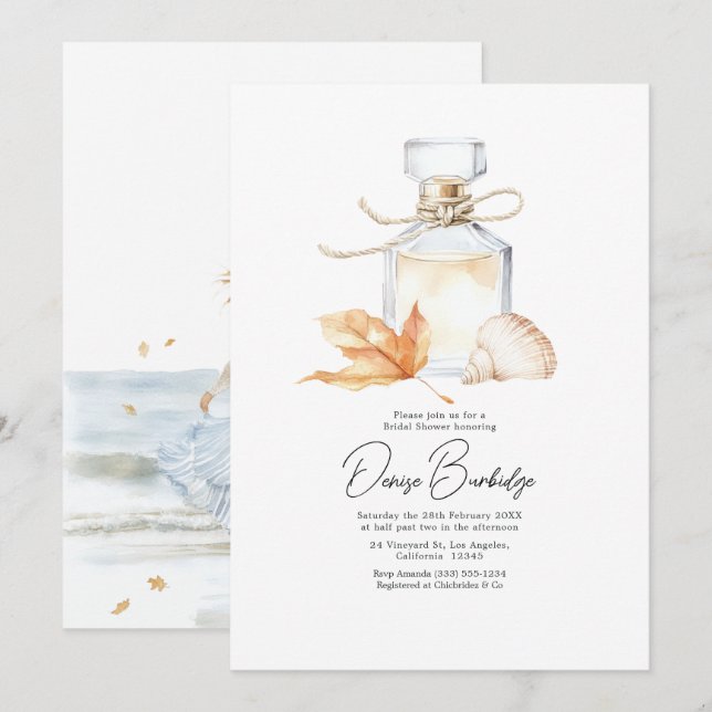 Coastal Chic Autumn - Fall Bridal Shower Invitation (Front/Back)