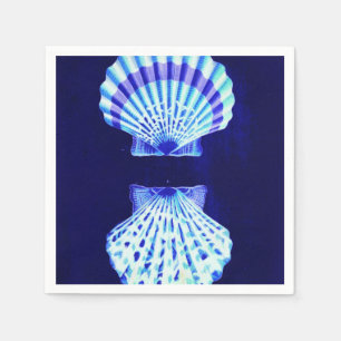 coastal chic beach rustic nautical blue seashells napkin