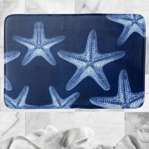 coastal chic beach rustic nautical blue starfish bath mat
