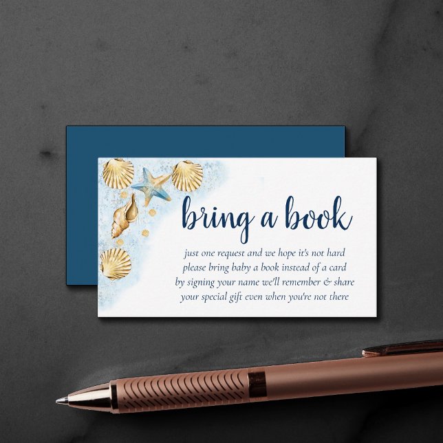 Coastal Chic | Blue Gold Coral Reef Bring a Book Enclosure Card (Creator Uploaded)