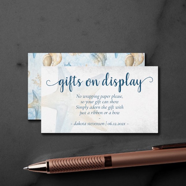 Coastal Chic | Blue Gold Starfish Gifts on Display Enclosure Card (Creator Uploaded)