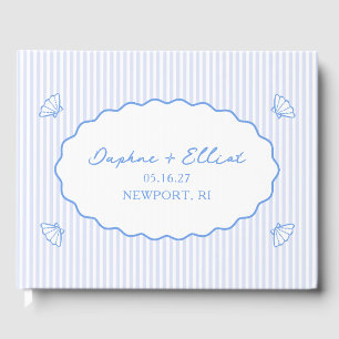 Coastal Chic Blue Nautical Personalized Wedding Guest Book