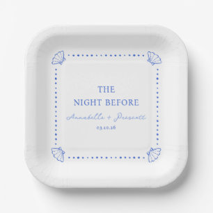 Coastal Chic Blue Personalized Rehearsal Dinner Paper Plate