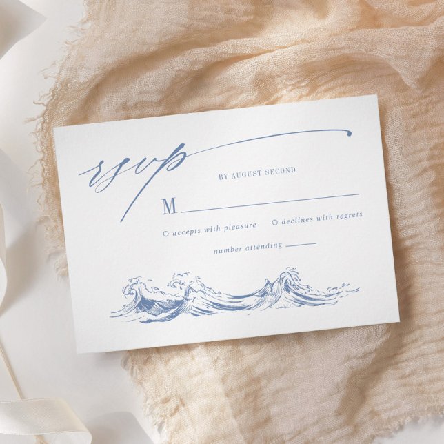 Coastal Chic Blue Seaside Wedding  RSVP Card (Creator Uploaded)