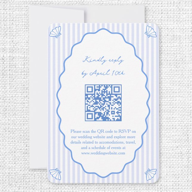 Coastal Chic Blue Site Mariage QR Code RSVP (Créateur téléchargé)