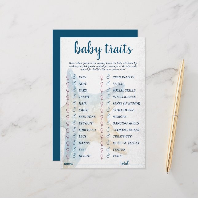 Coastal Chic | Blue Starfish Whose Traits Game (Front/Back In Situ)