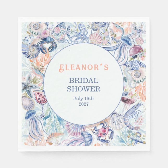 Coastal Chic Bridal Shower Napkin (Front)