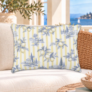 Coastal Chic Exotic Island Citrus Toile de Jouy Accent Pillow