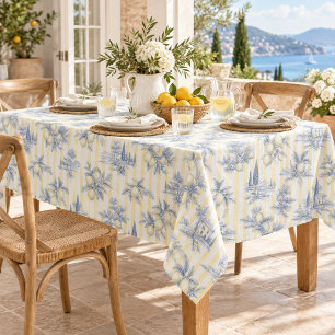Coastal Chic Exotic Island Citrus Toile de Jouy Tablecloth