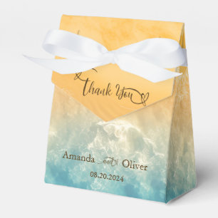 Coastal Chic Golden Sand Turquoise Water Wedding Favor Box