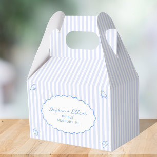 Coastal Chic Hand Drawn Shell Blue Stripe Favor Box