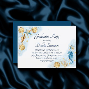 Coastal Chic   Modern Coral Reef Graduation Invitation