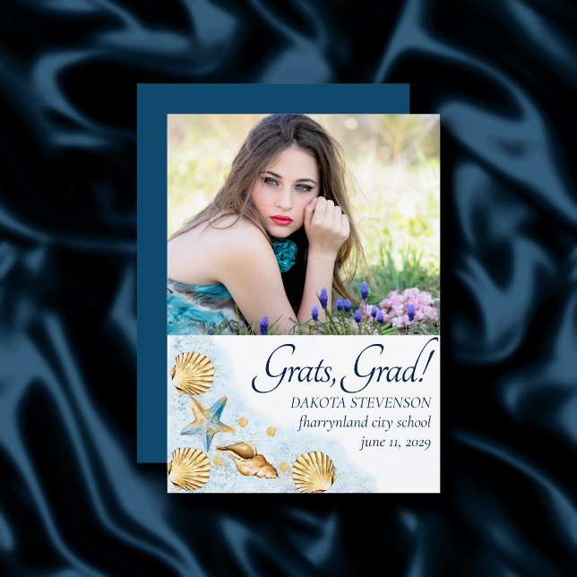 Coastal Chic | Modern Coral Reef Photo Graduation Announcement (Creator Uploaded)