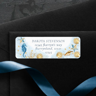 Coastal Chic | Modern Sea Life Return Address
