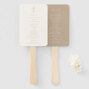 Coastal Chic Monogram Wedding Program Hand Fan