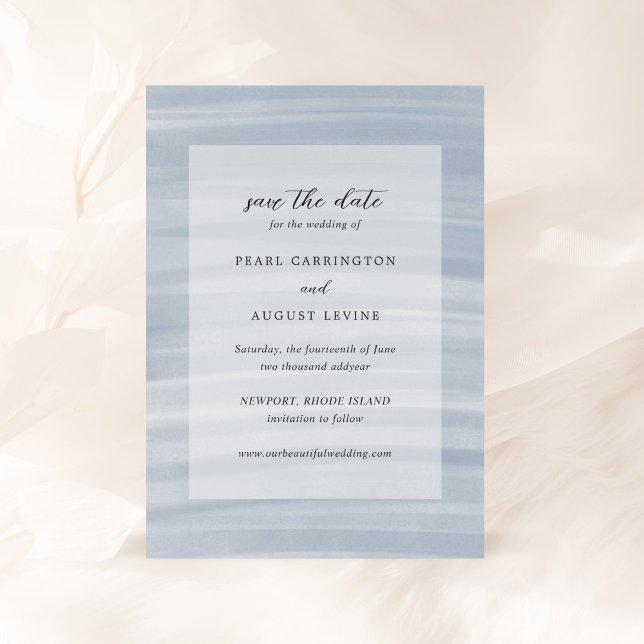 Coastal Chic Muted Blue Elegant Wedding Save The Date (Creator Uploaded)