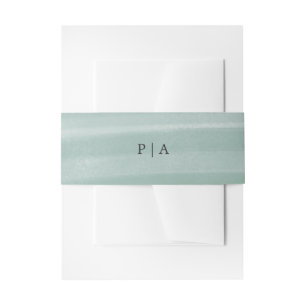 Coastal Chic Muted Green Elegant Wedding Invitation Belly Band