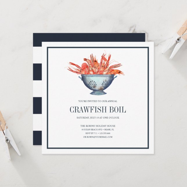 Coastal Chic Navy CRAWFISH BOIL Seafood Boil Party (Front/Back In Situ)