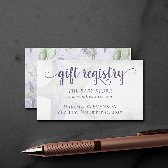 Coastal Chic | Purple and Green Nautical Registry Enclosure Card (Creator Uploaded)