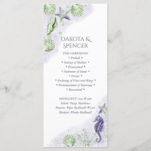 Coastal Chic   Purple and Green Wedding Ceremony Program