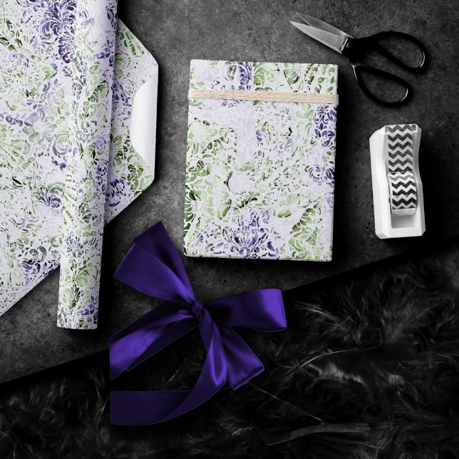 Coastal Chic | Purple and Lime Green Grunge Wrapping Paper (Creator Uploaded)