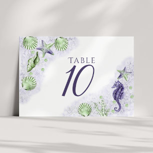 Coastal Chic   Purple and Lime Green Party Table Number