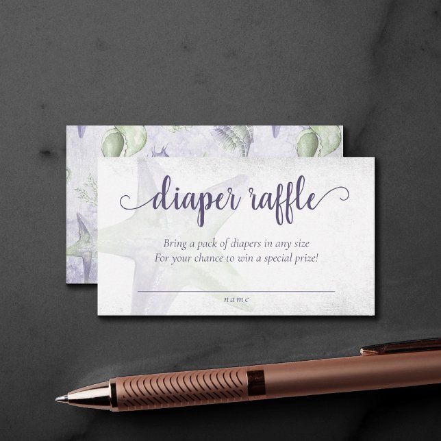 Coastal Chic | Purple Green Starfish Diaper Raffle Enclosure Card (Creator Uploaded)
