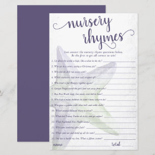 Coastal Chic Purple Starfish Nursery Rhymes Quiz