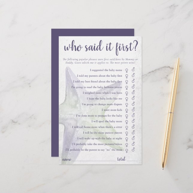 Coastal Chic | Purple Starfish Who Said First Game (Front/Back In Situ)