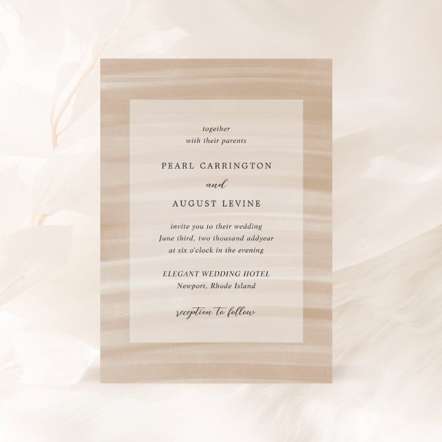 Coastal Chic Sandy Neutral Elegant Wedding Invitation (Creator Uploaded)