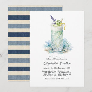Coastal Chic Seafoam Cocktail Rehearsal Dinner Invitation