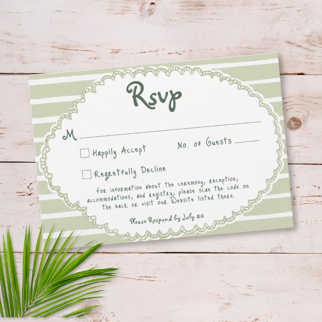 Coastal Chic Sun Palm Tree Wedding QR Code RSVP Card (Coastal Chic Sun Palm Tree Wedding RSVP Card)
