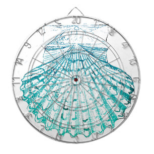 coastal chic teal blue watercolor mermaid seashell dartboard