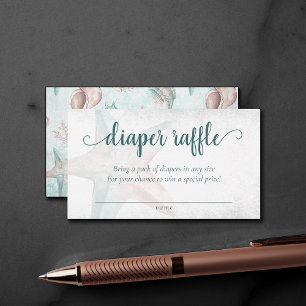 Coastal Chic Teal Copper Starfish Diaper Raffle Enclosure Card