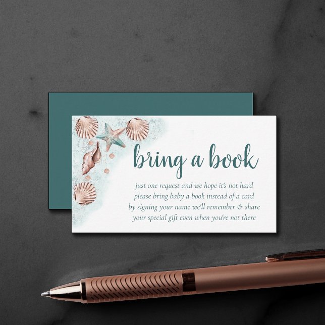 Coastal Chic | Teal Green and Coral Bring a Book Enclosure Card (Creator Uploaded)