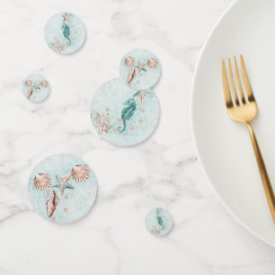 Coastal Chic   Teal Green and Coral Reef Party Confetti