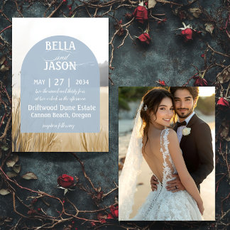 Coastal Chic Wedding Invitation with Photo