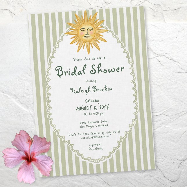 Coastal Chic Whimsical Sun Palm Bridal Shower Invitation (Coastal Chic Whimsical Sun Palm Bridal Shower Invitation)