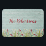 Coastal Christmas Beach Bath Mat<br><div class="desc">A beach themed bath mat for your coastal Christmas decor. Personalize it with your family name. Designed by Blackberry Boulevard</div>