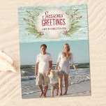 Coastal Christmas Beach Holiday Photo Postcard<br><div class="desc">A coastal Christmas postcard. Seasons greetings from the beach. A shell and holly with sea grasses and the words "Seasons Greetings" decorate this postcard. Personalize it with your name and photo to send to your friends and family for Christmas.</div>