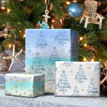 Coastal Christmas Beach Holiday Sayings Wrapping Paper Sheet<br><div class="desc">This set of 3 wrapping paper sheets features pattern of beachy holiday sayings with script calligraphy in the shape of Christmas trees: “Sand is the New Snow, ” “Seas & Greetings, ” and “Have a Very Beachy Christmas, ” interspersed with tiny starfish. One sheet has an abstract beach background, the...</div>